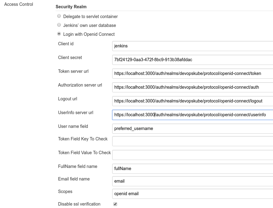 Jenkins OpenId Connect Plugin Settings